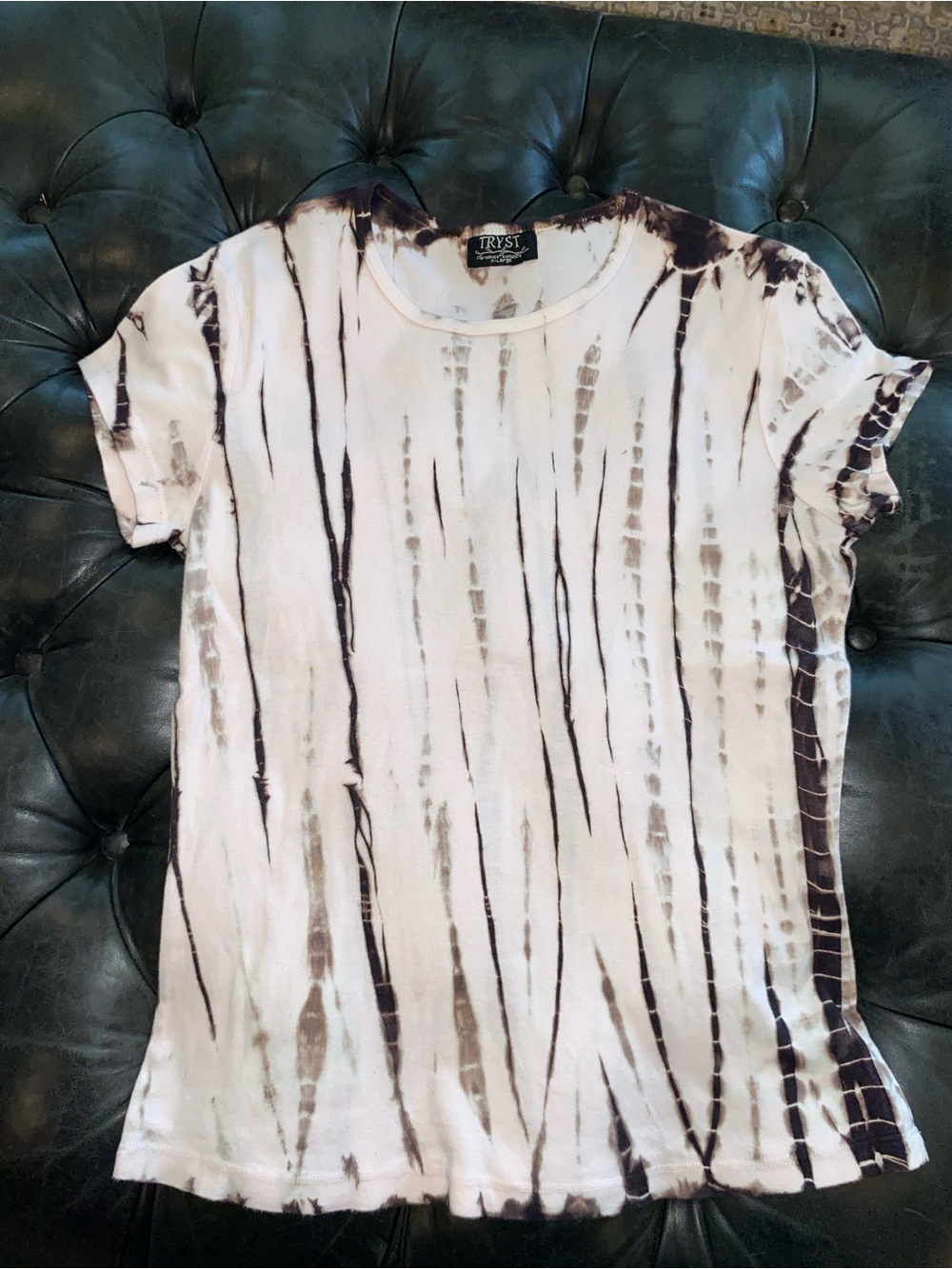 TRYST Pink and Brown Tie-Dye Short Sleeve Top